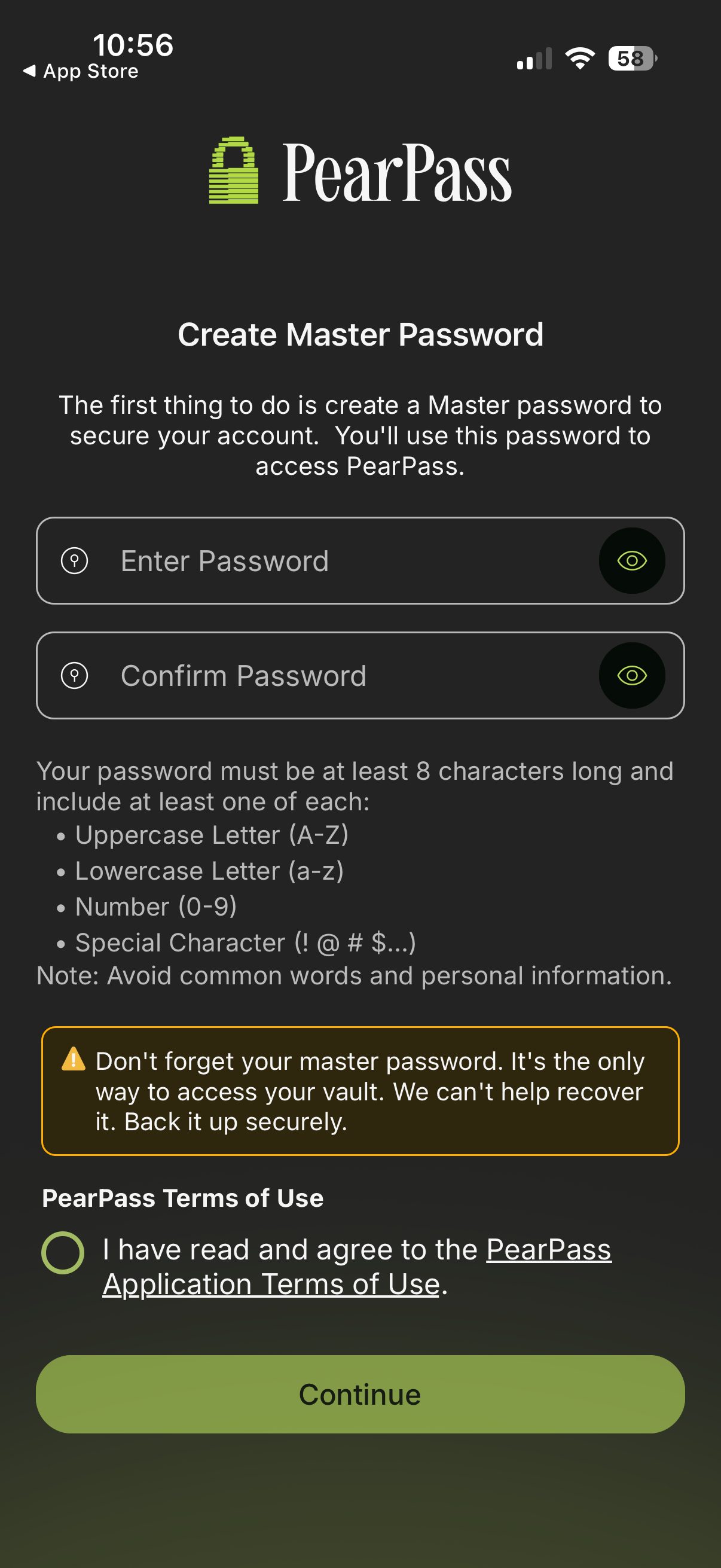 Mobile password entry